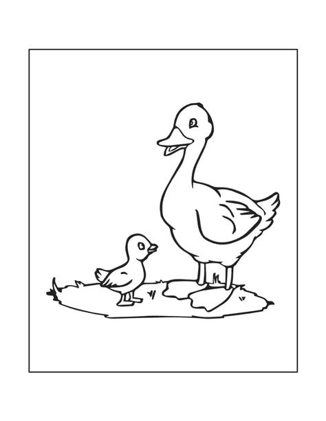 Illustration of a mama duck and baby duckling facing each other. Get this free printable and other fun coloring pages for kids in our boards. Duck Printable, Duck Coloring Pages, Fun Coloring Pages For Kids, Coloring Template, Fun Coloring Pages, Baby Duck, Different Species, Mother Baby, Animal Coloring