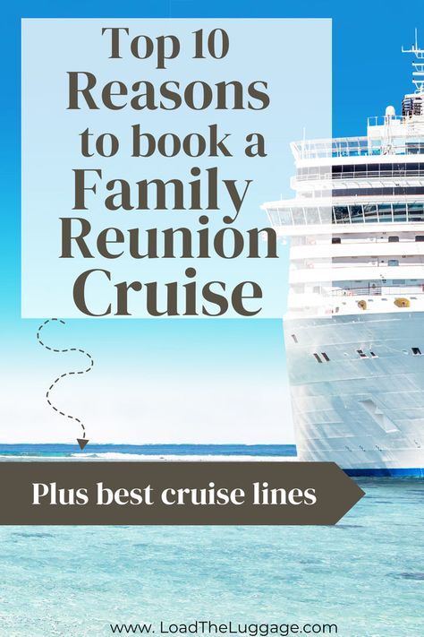 Top 10 reasons to book a family reunion cruise vacation plus the best cruise lines. Family Reunion Cruise, Best Cruise Lines, Family Reunion Planning, Cruise Planning, Cruise Lines, Best Cruise, Family Cruise, Cruise Travel, Travel Board