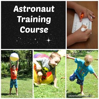 Kitchen Floor Crafts: Astronaut Training Course Preschool Gross Motor, Library Preschool, Space Activities Preschool, Astronaut Activities, Space Lesson Plans, Astronaut Training, Prek Homeschool, Afterschool Program, Games Preschool