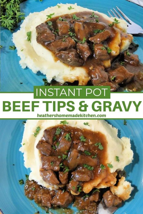 Beef Tips And Gravy Recipe, Beef Tips With Gravy, Instant Pot Beef Tips, Instant Pot Stew, Beef Tip Recipes, Beef Recipe Instant Pot, Beef Tips And Gravy, Stew Meat Recipes, Potted Beef