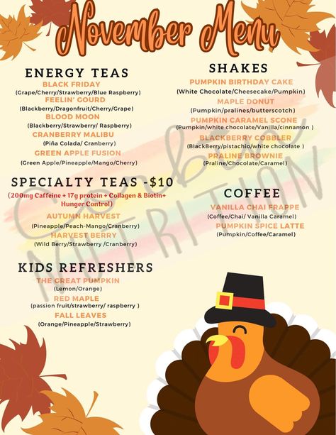 November Herbalife Shakes, November Loaded Teas, Thanksgiving Herbalife Tea Recipes, November Drinks, Lotus Recipes, Christmas Teas, Lotus Recipe, Thanksgiving Tea, Bee Ideas