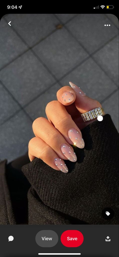 Nails With Studs, Studded Nails, Diamond Nails, Neutral Nails, Classy Nails, Rhinestone Nails, French Nails, Nail Inspo, Mood Board