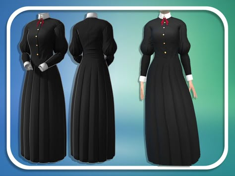 The Sims Resource - Maid Dress Ts4 Cottage, Sims 4 Jobs, Cottage Fashion, Sims 4 Decades Challenge, Sims 4 Male Clothes, Sims Packs, Sims 4 Anime, 1950 Fashion, Sims 4 Game Mods