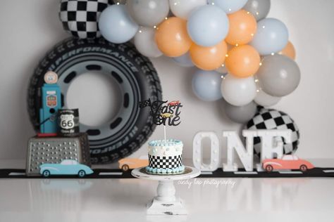 Race Car Cakes, Baby Birthday Photoshoot, Boys 1st Birthday Party Ideas, Race Car Birthday Party, Smash Cake Boy, 1st Birthday Cake Smash, 1st Birthday Themes, Race Car Birthday, Cake Smash Photography