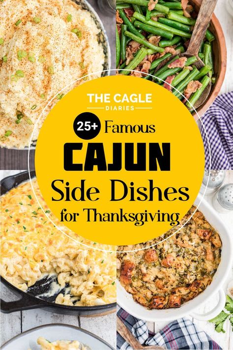 Thanksgiving Southern Sides, Creole Vegetables Side Dishes, Cajun Sides Dishes Louisiana, Thanksgiving Southern Side Dishes, Sides For Cajun Food, Cajun Chicken Sides, Turducken Side Dishes, Thanksgiving Side Dishes Black People, Louisiana Thanksgiving Recipes