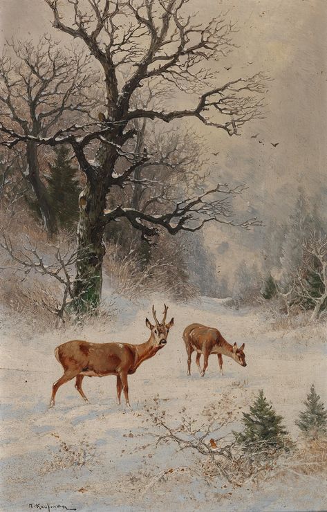 Forest Drawing With Animals, Hunting Painting, Deer Stands, Male Deer, Forest Drawing, Deer Illustration, Deer Painting, 19th Century Paintings, Roe Deer