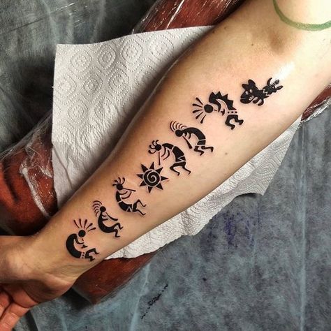 Rib Tattoos For Women Quotes, Kokopelli Tattoo, Quetzalcoatl Tattoo, Kokopelli Art, Twin Tattoos, Rib Tattoos For Women, African Tattoo, Flower Wrist Tattoos, Music Tattoo Designs