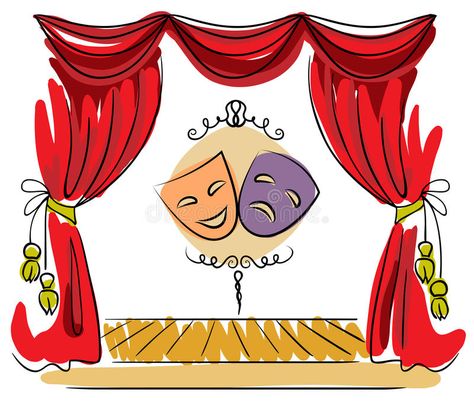 Theater stage vector illustration. Theater stage with red curtain and masks vect #Sponsored , #affiliate, #affiliate, #stage, #illustration, #masks, #vector Theatre Drawing, Theatre Illustration, Theatre Logo, Theatre Curtains, Drama Masks, Theatre Scene, Theatre Masks, Drama Theatre, 8bit Art