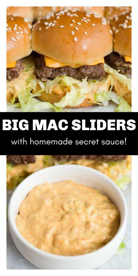 Sliders Healthy, Big Mac Sliders, Easy Slider Recipes, Homemade Big Mac, Cheeseburger Sliders, Burger Sliders, Slider Buns, Slider Recipes, Drive Through