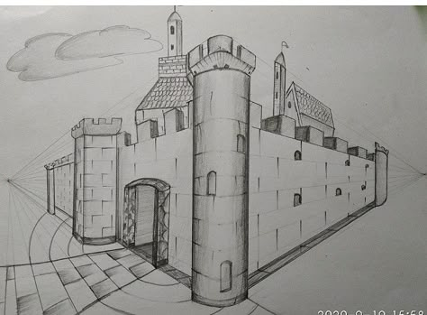 2 point perspective Castle 2 Point Perspective, Two Perspective, 2 Point Perspective Drawings, Four Point Perspective Drawing, Perspektif 2 Point, 2 Point Perspective Art, Perspective 2 Point, 2 Point Perspective Drawing Cities, 2 Point Perspective Drawing Houses