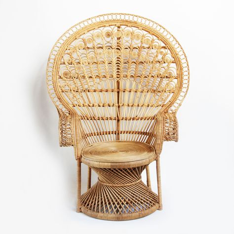 Fancy raw wicker peacock fan chair.  Beautiful details and workmanship.  Custom cushions available. Peacock Chair Decor, Wicker Peacock Chair, Fancy Chair, Peacock Chair, Chair Decor, Hanging Plants Indoor, Caster Chairs, Furniture Hacks, Chair Bed