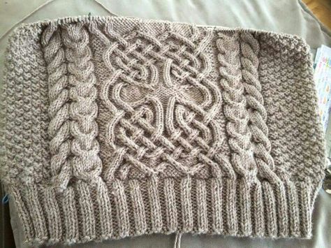 Love this Celtic knot pattern!  It's a free download on Ravelry.  Nennir by Lucy Hague. Aran Cable Knitting Patterns Free, Celtic Knot Knitting Pattern Free, Celtic Cable Knit Patterns Free, Celtic Knitting Patterns Free, Celtic Knitting Patterns, Free Aran Knitting Patterns, Cable Knit Sweater Pattern, Cable Knit Blankets, Aran Knitting