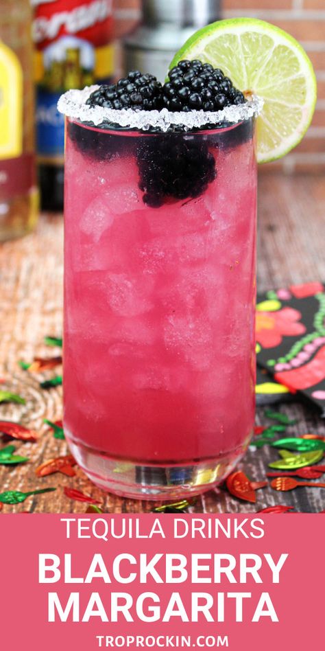 Blackberry Margarita Recipe, Pitcher Margarita Recipe, Fruit Margarita, Blackberry Margarita, Blackberry Syrup, Alcholic Drinks, Cocktail Drinks Alcoholic, Mixed Drinks Alcohol, Tequila Drinks