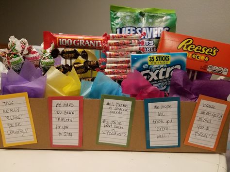 Great Job Gifts For Kids, Farewell Party Ideas Coworker, Co Worker Leaving Cake Ideas, Good Bye Baskets For Coworkers, Gift Basket For Coworker Leaving, Good Bye Gifts For Coworkers Ideas, Goodbye Basket For Coworker, Co Worker Leaving Gift Ideas, Co Worker Leaving Party