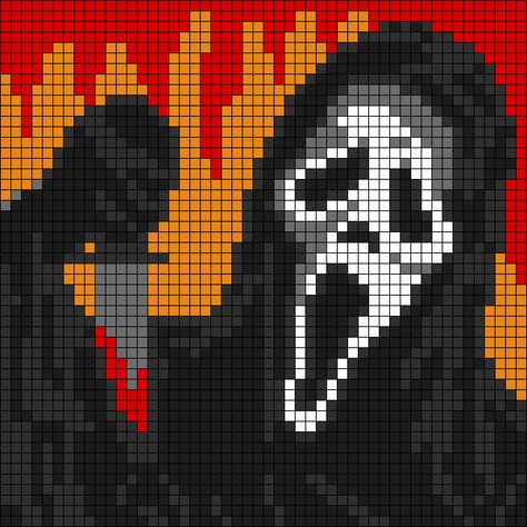 No Face Grid Pattern, Horror Movie Alpha Patterns, Alpha Patterns Horror, Scream Alpha Pattern, Scream Cross Stitch, Scream Crochet Grid, Ghostface Alpha Pattern, Ghostface Crochet Pattern, Ghostface Embroidery