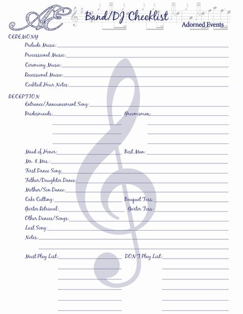 Create My Event: Wedding Ideas Wedding Ceremony Song List, Music Checklist, Wedding Dj Checklist, Reception Songs, Wedding Reception Checklist, Wedding Music List, Beauty Checklist, Music Template, Wedding Song List