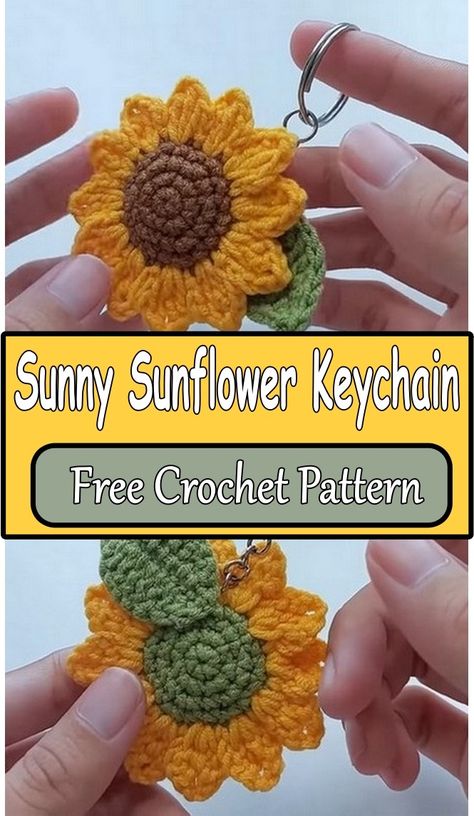 Crochet Sunflower Keychain Crochet Sunflower Keychain, Crochet Keyring Free Pattern, Sunflower Keychain, Sunflower Crafts, Keychain Pattern, Crochet Classes, Crochet Flowers Free Pattern, Quick Crochet Patterns, Crochet Keychain Pattern