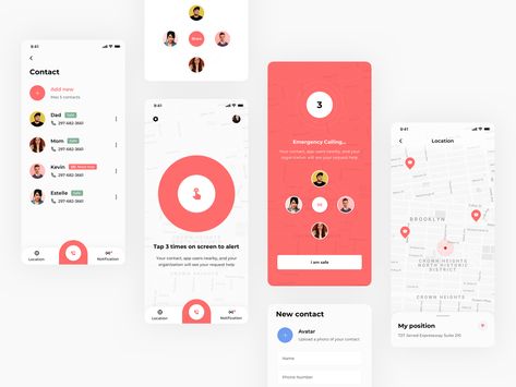 Emergency Application Safety App Design, Call Template, Safety App, App User Interface, Creative Leadership, Medical App, Mobile App Design Inspiration, Ui Design Website, Simple App