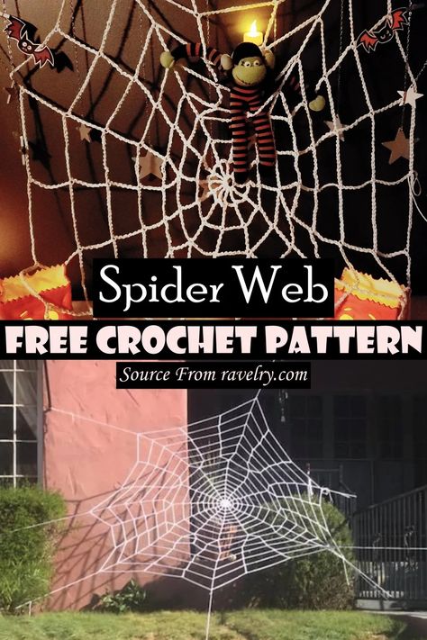 15 Free Crochet Spider Web Patterns In This Halloween Free Crochet Spiderweb Pattern, Crochet Spider Web Decoration, Crocheted Spider Web Pattern Free, Crochet Spider Web Decor, Crochet A Spider Web, Spider Web Knitting Pattern, Free Spider Web Crochet Pattern, Diy Crochet Spider Web, Crochet Halloween Spider Web