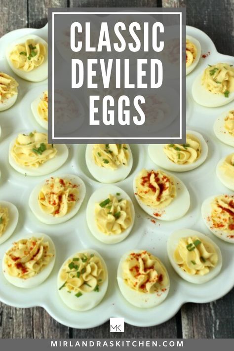 Deviled eggs are one of the classic Easter and Thanksgiving recipes that many people look forward to at their family gatherings. This recipe is easy, quick, and I think the best deviled eggs out there! Part of the secret; Dijon mustard. Dijon mustard brings the perfect amount of heat and flavor to make these eggs be the stand out dish on the table! Check out how to make this easy recipe today! #fromscratch #holidayfood #homemade #appetizer #snacks #easyrecipes Deviled Eggs With Dill Relish, Deviled Eggs Dill, Deviled Eggs With Dill, Dill Deviled Eggs, Angel Eggs, Perfect Deviled Eggs, Classic Deviled Eggs, Deviled Eggs Recipe Classic, Devilled Eggs