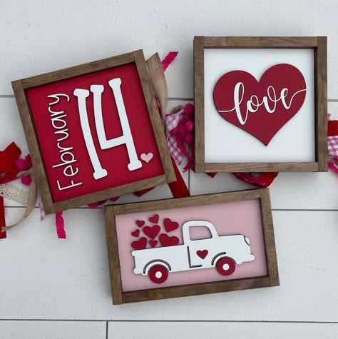 Wooden Valentine Crafts, Valentine Signs, Valentine Wood Crafts, Wood Craft Patterns, Diy Valentine's Day Decorations, Valentine's Ideas, 3d Signs, White Truck, Valentines Sign