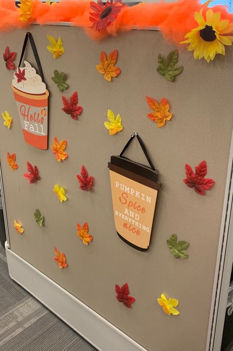 Fall Autumn Work Decor Cubicle Fun Orange , Burgundy, Yellow, Blue, Tan, Gold Fall Decor Ideas For The Classroom, Fall Nurses Station Decor, Fall Decor For Desk At Work, Fall Work Office Decor, Clinic Fall Decor, Simple Fall Office Decor, Autumn Office Decor Cubicle, Work Desk Fall Decor, Fall Decorations For Office Cubicle