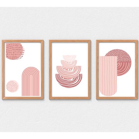 Pink Boho Painting, Pink Boho Prints, Pink Boho Poster, Boho Wall Art Trio, Abstract Painting Set Of 3 Pink, Blush Pink Art, Boho Printable Wall Art, Barbie Diy Accessories, Flower Wallpapers