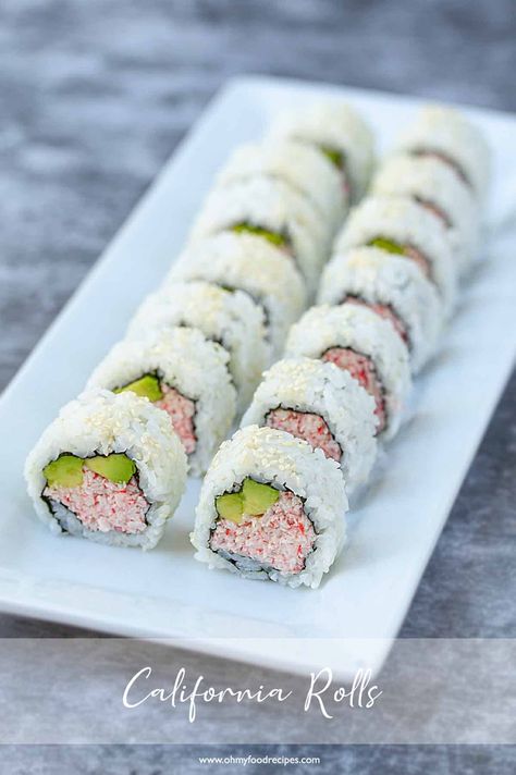 Homemade California Roll Make California Rolls At Home, Cali Roll Sushi Recipes, At Home California Rolls, California Roll Crab Filling Recipe, Homemade California Rolls, California Rolls Sushi, Surimi Sushi, Making Sushi Rice, California Rolls