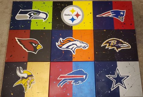 11 x 14 in handprinted canvas with your favorite NFL Team

Great for decorating any wall in your house

Show off your team pride with this custom work of art Man Cave Canvas Painting Ideas, Nfl Bedroom Ideas, Football Painting Ideas, 49ers Painting, Steelers Painting, Football Canvas Painting, Canvas Football Painting, Steelers Canvas Painting, Patriots Painting