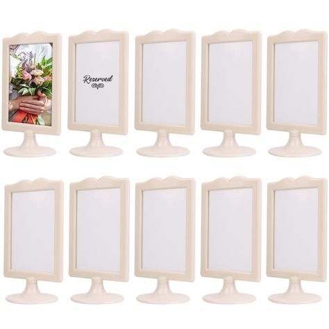 PRICES MAY VARY. EVENT & STYLISH HOME DECOR - Enhance any room with this double sided photo frame and display a wide range of 4x6 images. Expand your reach with the versatility of changing out images to match any situation. GREAT FOR BUSINESS ESTABLISHMENTS - These tabletop pedestal frames will elegantly showcase menus, offers, wedding table numbers, ads, and reservations. Engage more with consumers with these eye-catching double sided frame display DISPLAY YOUR MEMORIES - Our double sided 4x6 f Photo Display At Party, Centerpieces With Photos, Centerpieces With Pictures, Standing Picture Frames, Picture Centerpieces, Double Sided Picture Frame, Photo Centerpieces, Picture Frame Table, Ikea Pictures