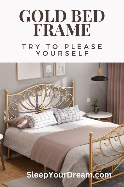 Gold Bed Frame: A Touch of Elegance in Your Bedroom Bedroom With Gold Bed Frame, Gold Bed Frame, Gold Bed, Queen Bed Frame, Bed Frames, Queen Beds, Better Sleep, Bed Frame, Your Dream