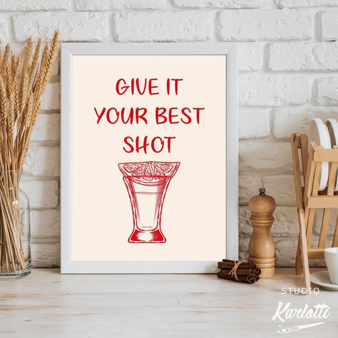 Vodka Poster, Tequila Print, Drinks Wall, Minimalist Cocktail, Martini Poster, Cocktail Wall, Whimsical Home, Bar Art, Cozy Aesthetic