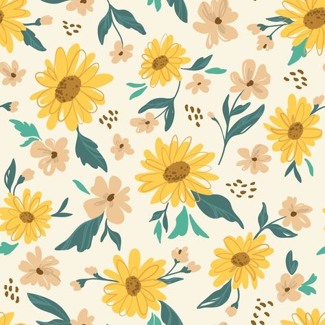 Sunflower seamless pattern. yellow daisy... | Premium Vector #Freepik #vector #pattern #flower #floral #leaf Sunflower Drawing Wallpaper, Sunflower Pattern Wallpaper, Daisy Print Pattern, Sunflower Vector Illustrations, Sunflower Vector, Sunflower Print Pattern, Sunflower Prints, Daisy Illustration, Sunflower Illustration