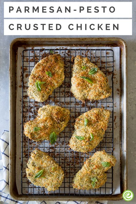 Pesto Chicken Parmesan, Pesto Crusted Chicken, Chicken Pesto Parmesan, Greek Yogurt Parmesan Crusted Chicken, Parmesan Pesto Chicken, Baked Pesto And Parmesan Chicken, Crispy Pesto Chicken, Breaded Pesto Chicken, Pesto Panko Chicken