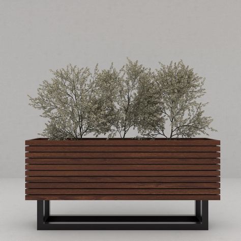 "Planter box: 20\" tall Metal stand: 10\" tall Total height: 30\" tall Planting Depth: 17\" deep Location: Indoor or Outdoor Custom sizes: Yes Elevate your space with our exquisite Mid-Century Modern Planter, featuring a sleek metal support frame that adds a touch of sophistication to any setting. Crafted with the utmost attention to detail, this planter exudes quality and charm. Planter Liner: Introducing our top-of-the-line food-safe LLDPE plastic planter liners, designed with your plants and Outdoor Wood Planter Boxes, Diy Deck Planter Boxes, Plant Boxes Outdoor, Metal Planters Outdoor, Modern Planter Boxes, Plant Box Design, Movable Planter, Planter Box Design, Timber Planter Boxes