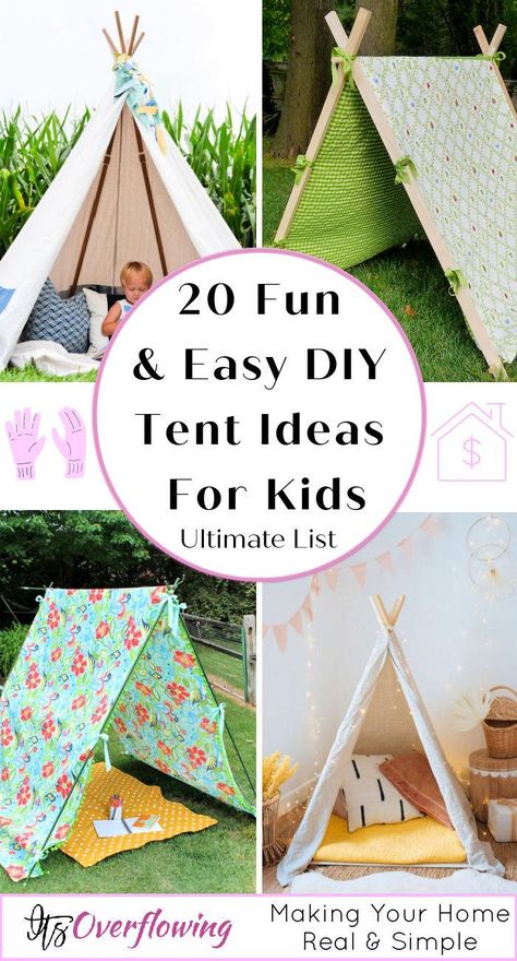 20 Homemade DIY Tent Ideas For Kids To Play Easy To Make Tp Tent, Diy Play Tent, Boys Tent, Indoor Tent For Kids, Toddler Teepee, Diy Kids Teepee, Diy Teepee Tent, Diy Kids Tent, Toddler Tent