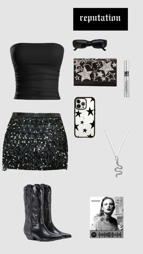 #outfitinspo #taylorswift #erastour #reputation Eras Tour Rep Outfit, Reputation Outfits Ideas, Reputation Outfits, Disco Outfits, Eras Outfits, Swift Outfits, Taylor Swift Tour Outfits, Swift Tour, Tour Outfits