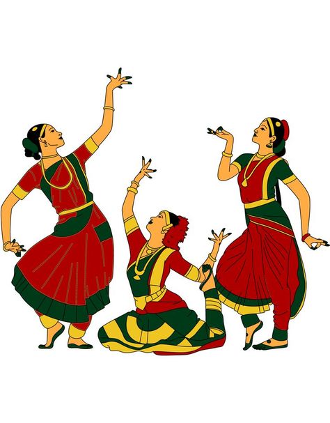 Bharatnatyam Illustration, Traditional Dances Of India, Bharatham Poses, Bharatnatyam Drawing, Arangetram Invitation, Onam Decor, Bharatnatyam Dance, South Indian Art, Dance Drawings