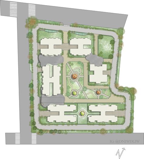 high rise apartments for gated community- 6TH SEM WORK Site Plan Render, Site Plan Rendering, Plan Render, High Rise Apartments, Site Plans, Community Space, Apartment Communities, Site Plan, Gated Community