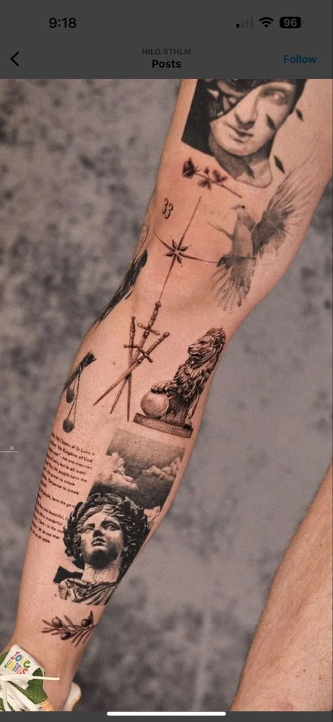 Side Men Tattoo, Men’s Tattoo Arm Patchwork, Microrealism Patchwork Tattoo, Italian Tattoo Sleeve, Bottom Shin Tattoo, Leonardo Da Vinci Tattoo Ideas, Historical Art Tattoo, Roman Patchwork Tattoo, Greek Patchwork Tattoo Sleeve