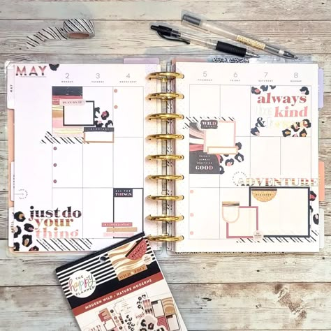 Horizontal Planner Layout Ideas, Happy Planner Horizontal Layout Ideas, Happy Planner Wellness Layout Ideas, Happy Planner Vertical Layout Functional, Happy Planner Modern Wild Layout, Planner Themes, Happy Planner Layout, Planner Decorating, Planner Spread