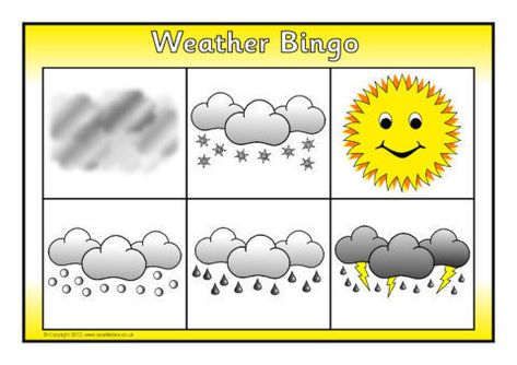 Weather Bingo (SB7076) - SparkleBox Weather Printables, Science Board, Weather Theme, Thema Winter, Weather Unit, Seasons Activities, Diary Writing, Literacy Games, Primary School Teacher