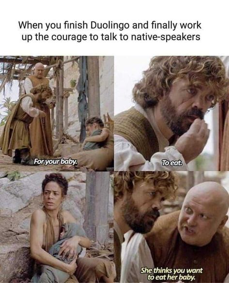 Duolingo it's brutal! Game Of Thrones Facts, Hiro Big Hero 6, Got Game Of Thrones, Game Of Thrones Quotes, Game Of Thrones Funny, Got Memes, Gra O Tron, Film Anime, Memes Humor