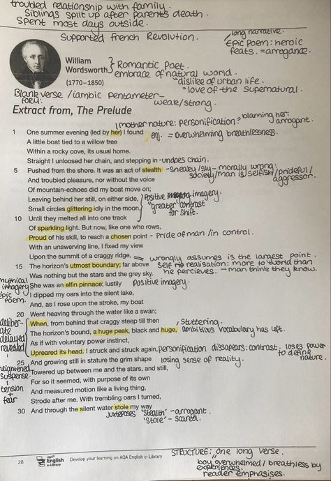 Iambic Pentameter Poems, Extract From The Prelude Analysis, The Prelude Poem Analysis, Extract From The Prelude, Daffodils Poem, English Gcse Revision, English Gcse, English Revision, Literature Notes