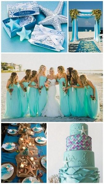 Aqua Beach Wedding, Beach Wedding Layout, Sea Blue Wedding Theme, Renewing Vows, Turquoise Bridesmaid, Blue Beach Wedding, Turquoise Bridesmaid Dresses, Beach Wedding Colors, Wedding Binder