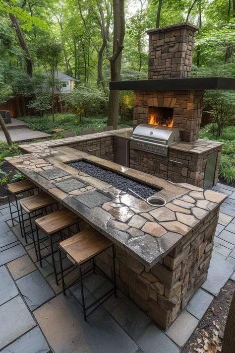 Budget Outdoor Kitchen, Outdoor Grill Station, Lights Patio, Modern Outdoor Kitchen, Outdoor Kitchen Plans, Outdoor Kitchen Ideas, Grill Station, Backyard Grilling, Backyard Kitchen