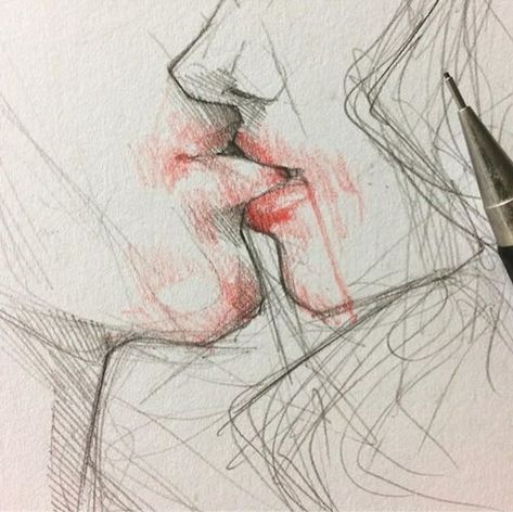 Sketches Of Love, Couple Sketch, Meaningful Drawings, Lips Drawing, Female Art Painting, Art Drawings Sketches Creative, Sketches Easy, Romantic Art, Couple Drawings