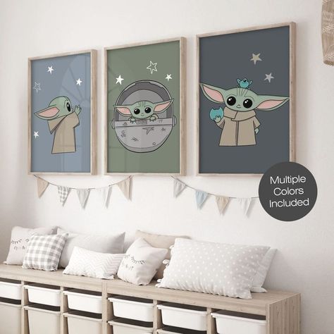 #nurseryroom #nursery #babygirlroom #nurserydecor Star Wars Baby Nursery, Nursery Art Neutral, Star Wars Baby Room, Decoracion Star Wars, Nursery Ideas Boy, Yoda Art, Star Wars Wall, Star Wars Nursery, Neutral Nursery Art