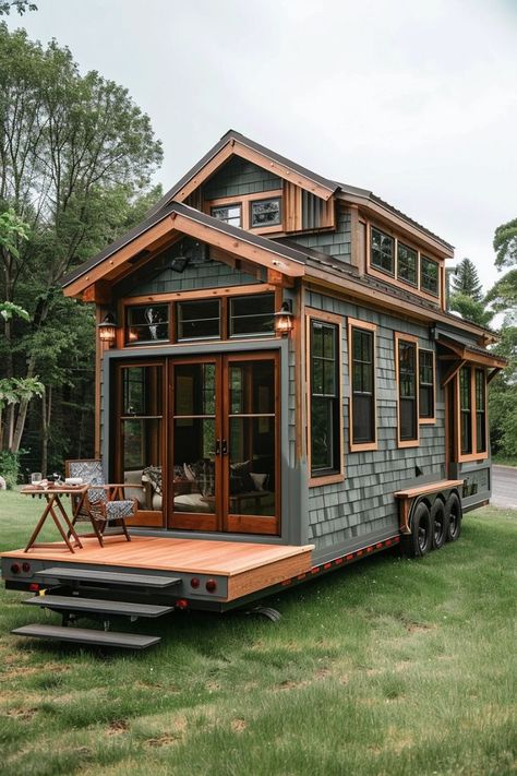 Tiny House On Trailer, Small Houses On Wheels, Tiny Homes On Wheels, Rustic Tiny House, Luxury Farmhouse, Tiny Home On Wheels, Tiny House Loft, Tiny House Trailer, Best Tiny House