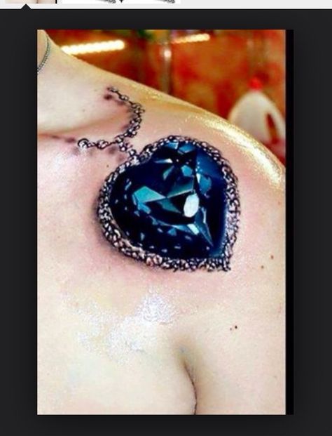 Realistic jewel tattoo Diamond Tattoo Meaning, Titanic Tattoo, Amazing 3d Tattoos, Diamond Tattoo, Stone Tattoo, Gem Tattoo, Jewel Tattoo, Necklace Tattoo, Kunst Tattoos